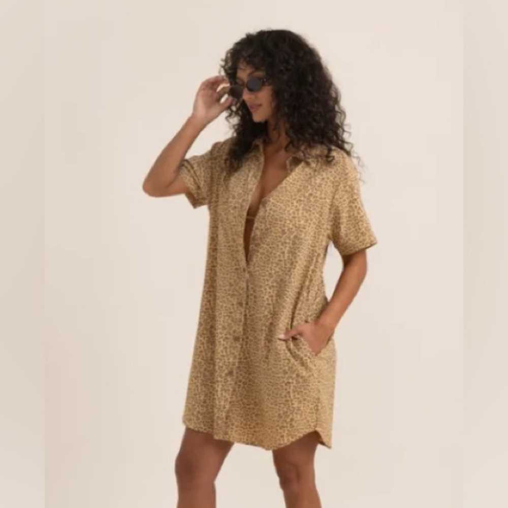 Roark Tan Leopard-Print Mini Dress